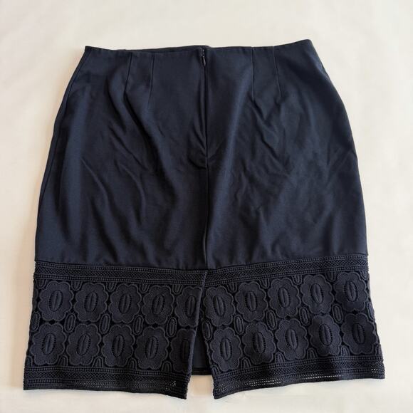 Talbots Women’s Size 12 Navy Lace Inset Pencil Skirt Stretch (A0133) - Picture 2 of 5